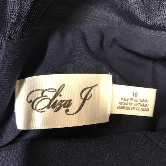 Eliza J Blue Full Length Ball Gown One Shoulder Sheer Panel Size 10 NWT - Picture 3 of 4